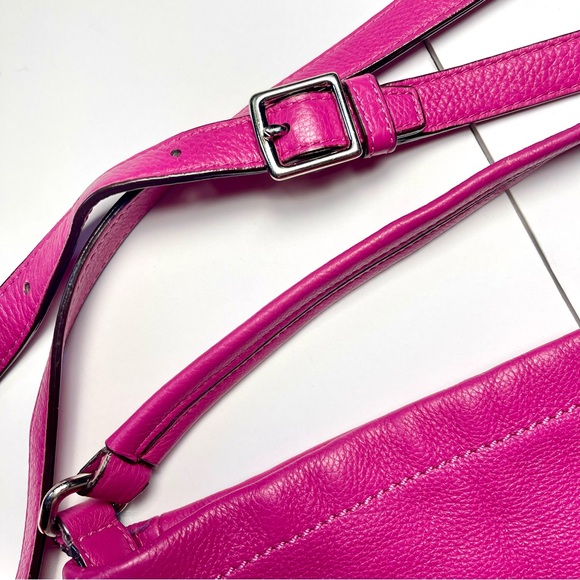 Coach Hot Pink Hobo with Crossbody Strap Pebbled Leather Silver Hardware - Picture 5 of 12
